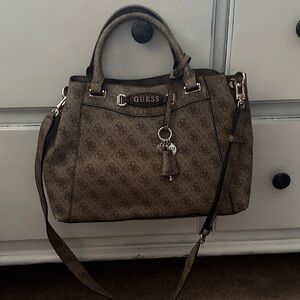 Guess Brown Logo Satchel Bag